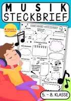 Vorschau - Arbeitsblätter - Musik Steckbrief – 1. Stunde Musikunterricht | Klasse 5–8 - Deckblatt
