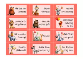 Vorschau - Bildkarten - Geburtstagswünsche - kleine Karten mit goldigen Tieren - Seite 1