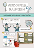 Vorschau - Unterrichtsreihen - Verdoppeln und Halbieren - Rechentrick - inklusive Geschichte - Deckblatt