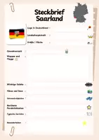 Vorschau - Arbeitsblätter - Steckbrief Saarland - Infotext mit Vorlage + Lösungen - Seite 1