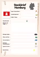 Vorschau - Arbeitsblätter - Steckbrief Hamburg - Infotext mit Vorlage + Lösungen - Seite 1