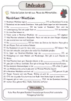 Vorschau - Arbeitsblätter - Lückentext Nordrhein-Westfalen + Lösungen - Deckblatt