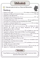 Vorschau - Arbeitsblätter - Lückentext Hamburg + Lösungen - Deckblatt