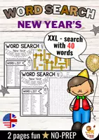 Προεπισκόπηση - Φύλλα εργασίας - XXL Word Search Puzzle (New Year) | Holidays Πρωτοχρονιά Αγγλικά - Εξώφυλλο