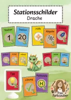Vorschau - Stationenlernen - Stationsschilder Drache / Drachenklasse - Deckblatt