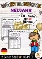 Aperçu - Feuilles d'exercices - XXL Wörtersuche / Suchsel (Neujahr / Silvester) Nouvelle année Allemand - Page de couverture
