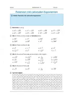 Vorschau - Arbeitsblätter - Potenzen mit rationalen Exponenten - Deckblatt