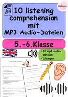 Vorschau - Unterrichtsreihen - 🎧10 Listening Comprehension mit Mp3-Dateien| Englisch 5./6. Klasse | 📚 10 Hörtexte mit Arbeitsblättern, Lösungen und & MP3-Audio-Dateien - Deckblatt