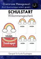 Vorschau - Mal- und Bastelvorlagen - Bunter Schulstart - Willkommengruß neues Schuljahr - Deckblatt