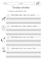 Vorschau - Arbeitsblätter - Sätze zu Bildern schreiben (Tiere) - Schreibübung (1-2 Kl.) - Seite 1
