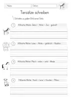 Vorschau - Arbeitsblätter - Sätze zu Bildern schreiben (Tiere) - Schreibübung (1-2 Kl.) - Seite 2