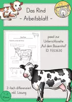 Vorschau - Arbeitsblätter - Tiere Bauernhof Rind kostenlos - Deckblatt