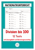 Vorschau - Arbeitsblätter - Tests: Division bis 100. 12 Tests mit Bewertungsvorschlag - Deckblatt
