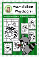 Vorschau - Mal- und Bastelvorlagen - Waschbärenklasse Ausmalbilder - Klassentier Waschbär - Deckblatt