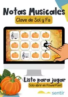Vista previa - Juegos / Gamificación - Juego de Memoria Musical Otoñal | Notas Clave de Sol y Fa - Portada