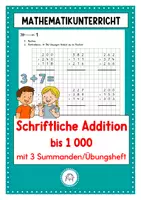 Vorschau - Arbeitsblätter - Schriftliche Addition bis 1000 mit 3 Summanden - Deckblatt