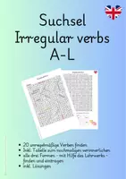 Vorschau - Arbeitsblätter - Irregular verbs/ Unregelmäßige Verben - Find 20 hidden... - Deckblatt