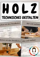Vorschau - Stationenlernen - Holzbearbeitung für den Werkunterricht | Bild- und Wissenkarten - Deckblatt