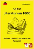 Vorschau - Präsentationen/Tafelbilder - Präsentation Literatur um 1800 - Romantik – Zentrale Themen & ihre Wirkung in Literatur des 20. und 21. Jahrhunderts - Deckblatt