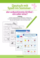 Vorschau - Arbeitsblätter - Deutsch mit Spaß im Sommer – unbestimmte Artikel - Deckblatt