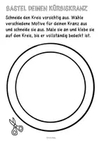 Vorschau - Arbeitsblätter - Kürbis Kranz zum Ausmalen & Basteln - Kunst im Herbst - Seite 1