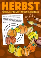 Vorschau - Arbeitsblätter - Kürbis Kranz zum Ausmalen & Basteln - Kunst im Herbst - Deckblatt