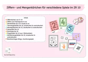 Vorschau - Spiele - Ziffernkarten und Mengenkarten im Zahlenraum 10 - Seite 1