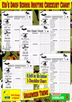 Aperçu - Feuilles d'exercices - Kid’s Daily School Routine Checklist Chart – Halloween Theme - Page de couverture