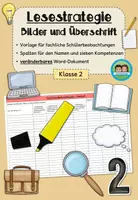 Vorschau - Lehrpläne/Lehrermaterial - Schülerbeobachtung: Lesestrategie - Bilder und Überschriften betrachten (Klasse 2) - Deckblatt