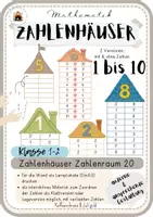 Vorschau - Fördermaterial/Inklusion - Zahlenhäuser 1-10 verliebte Zahlen Plakate & Tafelmaterial Zuordnung - Deckblatt