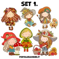Aperçu - Cliparts/Visuels - Set de Cliparts – Automne | 60 Cliparts | Couleur + N/B - Page 1