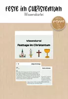 Vorschau - Stationenlernen - Wissenskartei Feste im Christentum / Kirchenjahr / Weltreligionen - Deckblatt
