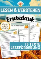 Vorschau - Arbeitsblätter - Lesen & Verstehen - Erntedank - Leseförderung für Leseanfänger (Klasse 1-2) - Deckblatt