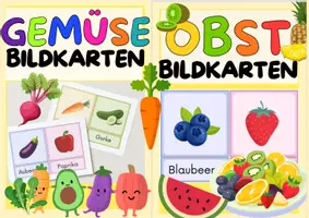 Vorschau - Poster - XXL Paket - 50 Wort- und Bildkarten von Obst+Gemüse - Ernährung - Deckblatt