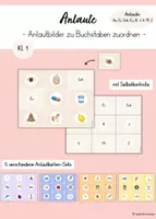 Vorschau - Spiele - Anlaute - Anlautbilder zu Buchstaben zuordnen (Au, Ei, Sch, Eu, R, J, V, Pf, Z) (Deutsch Klasse 1) - Deckblatt