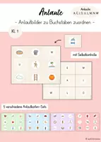 Vorschau - Spiele - Anlaute - Anlautbilder zu Buchstaben zuordnen (A, E, I, O, U, L, M, N, W) (Deutsch Klasse 1) - Deckblatt