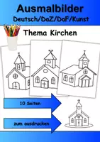 Vorschau - Arbeitsblätter - Ausmalbilder & Mandalas PAKET Thema Kirchen - Grundschule - Bastelvorlagen - Seite 1
