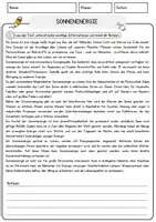 Vorschau - Arbeitsblätter - Sonnenenergie Arbeitsblätter mit Fragen + Lösungen Leseverstehen und Wortschatz - Seite 1