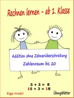 Vorschau - Arbeitsblätter - Addition ohne Zehnerüberschreitung - Zahlenraum bis 20 - Deckblatt