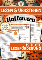 Vorschau - Arbeitsblätter - Lesen & Verstehen - Halloween - Leseförderung für Leseanfänger (Klasse 1-2) - Deckblatt