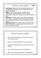 Vorschau - Arbeitsblätter - Belehrung Gefahren beim Baden und Gewitter 1.+2.Klasse - Seite 1