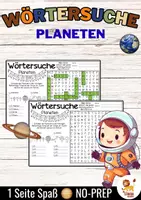 Aperçu - Feuilles d'exercices - Wörtersuche / Suchsel (Planeten des Sonnensystems) | Planètes Allemand - Page de couverture