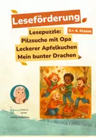 Vorschau - Arbeitsblätter - 3 Lesepuzzle Pilzsuche mit Opa, Leckerer Apfelkuchen, Mein bunter Drachen - Deckblatt