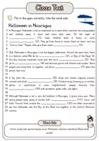 Vorschau - Arbeitsblätter - Cloze Text - Halloween in Nicaragua + Solutions - Deckblatt