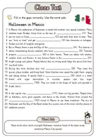 Vorschau - Arbeitsblätter - Cloze Text - Halloween in Mexico + Solutions - Deckblatt