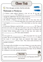 Vorschau - Arbeitsblätter - Cloze Text - Halloween in Honduras + Solutions - Deckblatt
