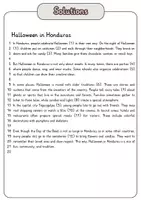 Vorschau - Arbeitsblätter - Cloze Text - Halloween in Honduras + Solutions - Seite 1