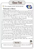 Vorschau - Arbeitsblätter - Cloze Text - Halloween in Belize + Solutions - Deckblatt