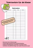 Vorschau - Anderer Materialtyp - Toilettenliste für den Klassenraum – Selbstständiges Eintragen ohne Unterrichtsstörung - Deckblatt