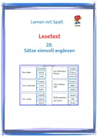 Vorschau - Spiele - Lesetest: 20. Klammerkarten - Sätze sinnvoll ergänzen - Deckblatt